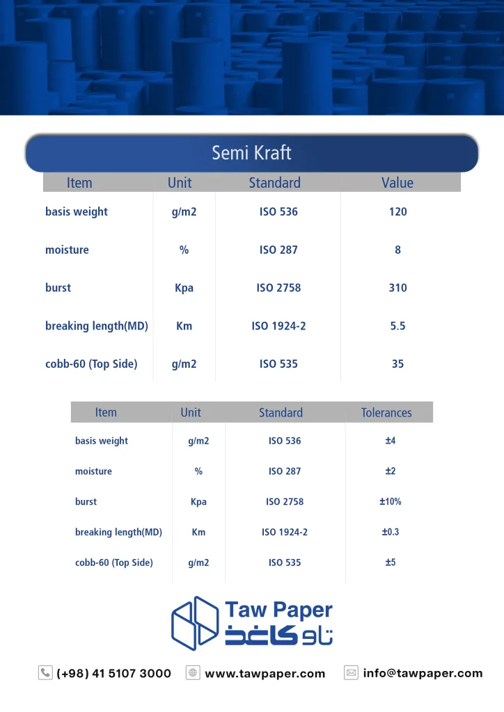 مشخصات کاغذ شبه کرافت